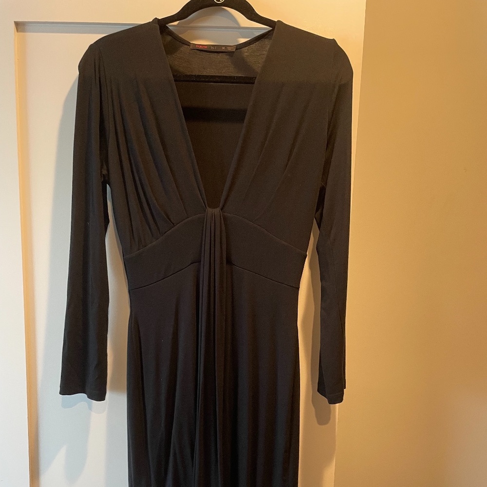 NWOT Black cotton low cut v-neck dress